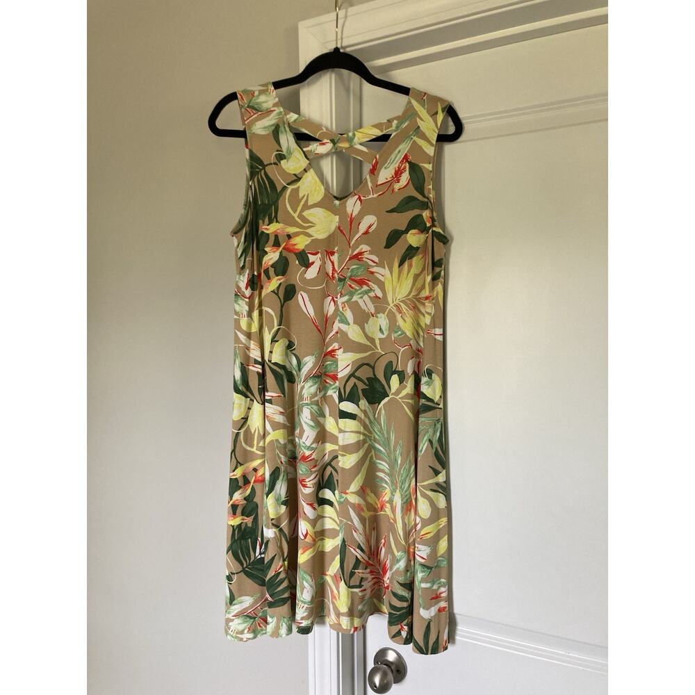 Style & Co Hawaiian Floral Swing Dress Size Large Sleeveless Tropical Cruise - Picture 5 of 7